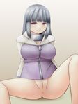  +_(tas28282000) 1girl anus blush bottomless breasts cleft_of_venus female headband highres hyuuga_hinata large_breasts legs long_hair looking_at_viewer naruto pussy sitting solo spread_legs tas28282000 thighs uncensored 