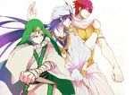  bad_id bad_pixiv_id earrings ja'far jewelry keffiyeh kshirota long_hair magi_the_labyrinth_of_magic masrur multiple_boys necklace purple_hair red_hair short_hair sinbad_(magi) turban white_hair 