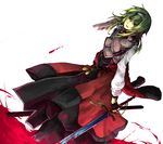  bad_id bad_pixiv_id blood green_hair light_smile long_hair mita original red_eyes solo sword weapon 