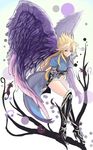  angel_wings bad_id bad_pixiv_id blonde_hair boots breath_of_fire breath_of_fire_ii bridal_gauntlets feathers gauntlets gloves green_eyes highres knee_boots large_wings legs long_hair long_legs nina_(breath_of_fire_ii) panties pantyshot poroppo purple_wings side_slit solo thighs underwear wings 