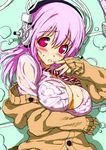  nitroplus oppai pink_hair red_eyes soniko super_soniko 