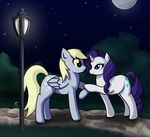  derpy_hooves_(mlp) duo equine female feral friendship_is_magic horn mammal moon my_little_pony night pegasus rarity_(mlp) romantic stars streetlamp streetlight theforbiddensecrets unicorn wings 