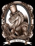  cane dinosaur dragonosx fern hat monochrome muscles old_school oldschool portrait raptor scalie teeth top_hat 