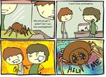  arthropod comic dialog dialogue english_text human humor humour keaton-stoos male mammal spider text 