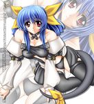  bare_shoulders black_legwear blue_hair breasts choker cleavage dizzy guilty_gear large_breasts long_hair non-web_source pink_eyes smile solo tail thighhighs tomoya_kankurou zoom_layer 