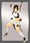  bow gloves greaves headband high_res kazama_asuka midriff navel quiver tekken 