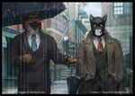  canine cat chief_smirnov cigar city defago dog feline german_shepherd male mammal rain suit umbrella 