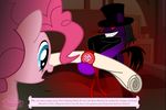  equine facial_hair female flamingo1986 friendship_is_magic fur hat horse male mammal mustache my_little_pony pink_fur pinkie_pie_(mlp) pony unknown_pony villain villainous 