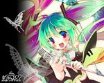  green_hair hatsune_miku high_res knee_socks tagme twin_tails vocaloid wallpaper 