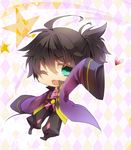  arm_up black_hair green_eyes male_focus one_eye_closed ponytail raven_(tales) smile solo tales_of_(series) tales_of_vesperia yoshida_nishi 