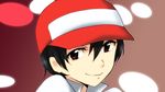  bishounen black_hair boy hat panty_&amp;_stocking_with_garterbelt parody pokemon red_(pokemon) red_eyes simple_background solo style_parody 