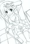  bra fumio monochrome open_shirt school_uniform sketch thighhighs 