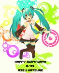  aqua_eyes aqua_hair birthday boots detached_sleeves hatsune_miku headphones necktie skirt sky_symphony_313 twin_tails 