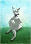  antlers cervine deer fur hooves horn horns idess male mammal nude outside solo white white_fur 