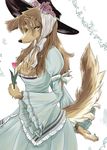  ???? brown_hair canine cleavage clothed clothing female flower hair hat mammal ribbons solo vanity_(artist) wolf 