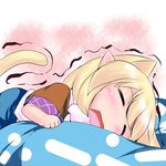  animal_ears blonde_hair cat_ears cat_tail chibi closed_eyes extra_ears hoshizuki_(seigetsu) kemonomimi_mode lying mizuhashi_parsee open_mouth puru-see scarf sleeping solo tail touhou trembling 