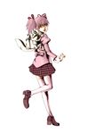  araki_hirohiko_(style) cheap_trick highres jojo_no_kimyou_na_bouken kaname_madoka kyubey lips mahou_shoujo_madoka_magica parody pink_hair shoes skirt stand_(jojo) style_parody teku_(the3dempire) thighhighs 