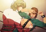  2boys barnaby_brooks_jr blonde_hair blush glasses kaburagi_t_kotetsu male male_focus multiple_boys necktie nipple_rub nippleplay open_clothes open_shirt riko_(artist) shirt sweat tears tiger_&amp;_bunny translated translation_request yaoi 