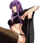  1girl absurdres arm_up black_bra black_panties bra cape etou_fujiko extraction fujiko_etou highres ichiban_ushiro_no_daimaou legwear lingerie long_hair mole panties pantsu purple_eyes purple_hair sitting smile solo thighhighs transparent_background transparent_png underwear vector vector_trace 