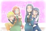  3girls blonde_hair blue_eyes blush closed_eyes hanaco_(hanacoto-ba) hyuuga_hinata long_hair mother_and_daughter mother_and_son multiple_girls naruto naruto_(series) naruto_shippuuden red_hair smile uzumaki_kushina uzumaki_naruto 