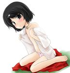  bad_id bad_pixiv_id barefoot black_eyes black_hair blush flat_chest hair_ornament hairclip kazami_ruku male_focus otoko_no_ko panties short_hair sitting skull_hair_ornament smile solo steins;gate underwear undressing urushibara_ruka wariza 