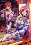  akashiya_moka cleavage open_shirt rosario+vampire shuzen_kokoa yukata 