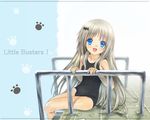  blonde blue_eyes blush kudryavka_noumi little_busters! loli long_hair mizugi sitting sukumizu wet 