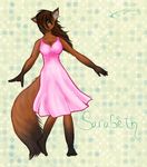  breasts brown_hair cat dress feline female green_eyes hair long_hair lovebirdy mammal sarabeth solo somali standing 