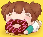  brown_hair chibi closed_eyes doughnut food k-on! mine_junga short_twintails solo suzuki_jun twintails 