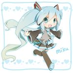  alice-whiteberry aqua_eyes aqua_hair bad_id bad_pixiv_id boots chibi detached_sleeves hatsune_miku long_hair necktie open_mouth skirt solo thigh_boots thighhighs twintails very_long_hair vocaloid 