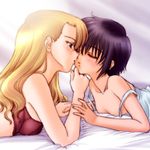  artist_request breasts kiss lowres mireille_bouquet multiple_girls noir small_breasts yuri yuumura_kirika 