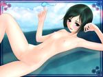  armpits blue_eyes flat_chest green_hair lying nipples nude pixiv_fantasia pixiv_fantasia_2 short_hair solo yori_(shitsuon) 