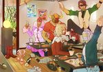  antonio_lopez bad_id bad_pixiv_id bag barnaby_brooks_jr belt blonde_hair blue_jacket blue_rose_(tiger_&amp;_bunny) bomber_jacket boots brown_hair closed_eyes dark_skin dark_skinned_male eating facial_hair fire_emblem_(tiger_&amp;_bunny) handbag helmet high_heels ivan_karelin jacket kaburagi_t_kotetsu karina_lyle keith_goodman male_focus manly mask mayonnaise multiple_boys nathan_seymour necktie origami_cyclone red_jacket rock_bison rukifu shoes sky_high sneakers stubble studded_belt tiger_&amp;_bunny vest watch wristwatch 