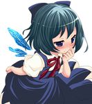  160 blue_eyes blue_hair blush cirno maki_(natoriumu) ribbon short_hair solo touhou wings 