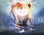  blonde_hair breast_press breasts fate_testarossa kaede_(sayappa) large_breasts lyrical_nanoha magic_circle mahou_shoujo_lyrical_nanoha_strikers multiple_girls symmetrical_docking takamachi_nanoha topless wallpaper yuri 