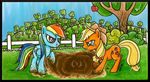  blue_fur challenge_accepted cutie_mark demented_day_dreams duo equine female feral friendship_is_magic fur horse mammal mud my_little_pony pegasus pony rainbow_dash_(mlp) wings 