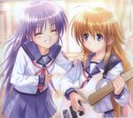  angel_beats! bleed_through goto-p guitar irie_(angel_beats!) school_uniform screening sekine 