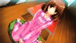  brown_hair dutch_angle kuroya_shinobu misaki_kurehito pajamas sasaki_kaori sitting solo ushinawareta_mirai_wo_motomete 