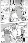  bed blush chair comic cup doujinshi gloom_(expression) greyscale hard_translated hat head_wings highres homura_subaru koakuma long_hair monochrome multiple_girls necktie open_mouth patchouli_knowledge pillow sitting sweatdrop tea teacup tears throwing touhou translated wings 