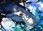  aqua_eyes blonde_hair blood blue_eyes brown_hair death earrings elliot_nightray formal gloves grey_hair jewelry leo_(pandora_hearts) male_focus multiple_boys no_eyes oz_vessalius pandora_hearts qike_xiu spoilers white_gloves 