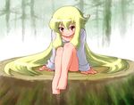  angelia_avallone aq_interactive arcana_heart arcana_heart_2 artist_request atlus barefoot blush bottomless character_request examu feet forest loli nature outdoors outside smile solo toes 