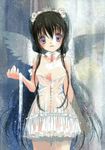  cleavage dress hato_no_tamago rami wet_clothes wings 