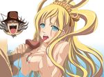  1boy 1girl blonde_hair breasts censored earrings hat hetero highres jewelry large_breasts long_hair mermaid monster_girl nipples one_piece penis saykay shirahoshi straight tongue tongue_out vander_decken_ix 