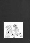  bag boots charin comic greyscale hair_bobbles hair_ornament hat highres kawashiro_nitori monochrome multiple_girls smile touhou two_side_up 