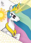  alicorn awesome bakim crown equine female feral friendship_is_magic hair horn horns horse mammal multi-colored_hair my_little_pony pink_eyes pony princess princess_celestia_(mlp) rainbow_hair royalty solo winged_unicorn wings 