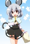  animal_ears bag blush capelet mouse_ears mouse_tail nazrin open_mouth poco_(pocoyb) red_eyes short_hair silver_hair solo star tail touhou 