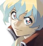  1girl close-up closed_mouth collar drawr face mosako multicolored_hair nia_teppelin smile solo symbol-shaped_pupils tengen_toppa_gurren_lagann two-tone_hair 