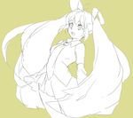  hatsune_miku long_hair monochrome nitako simple_background solo twintails vocaloid 