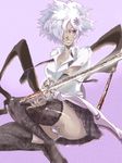  dark_skin hair_over_one_eye no_more_heroes panties shinobu_(no_more_heroes) shinobu_jacobs short_hair solo sword white_hair 