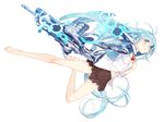  blue_eyes blue_hair denpa_onna_to_seishun_otoko gun long_hair mechagirl skirt touwa_erio transparent unaji weapon 